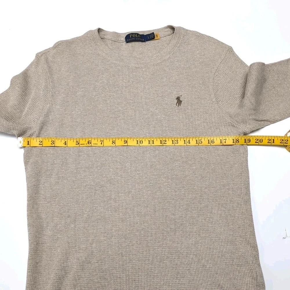 Polo‎ Ralph Lauren Thermal Waffle Knit Crew Neck Shirt Mens L Beige Long Sleeve
